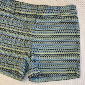 Ann Taylor LOFT Riviera Shorts Size 10 Blue Green Textured Stripe Women's